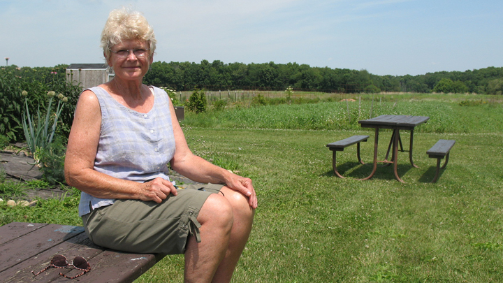 This is a picture of Silverwood volunteer, Pat, who works on the Walking Labyrinth.