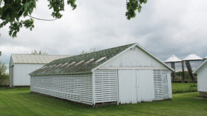 This is a picture of an historic corn crib located in the Silverwood Park farmstead.