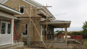 This is a picture of the renovation work on the Stone House at Silverwood Park.