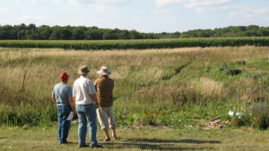 This is a picture of a planning discussion for Silverwood's Pollinator Prairie.