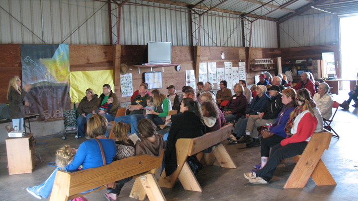 This is a picture of naturalist's talk about wild birds at Silverwood Park.