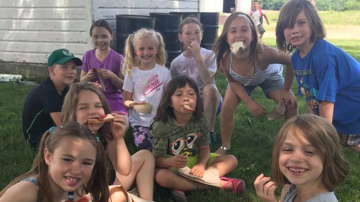 This is a picture of Silverwood Summer School students having a snack.